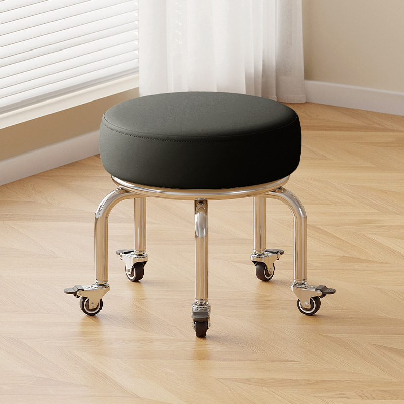 Polia doméstica taburete bajo rueda universal pequeño taburete silencioso rotativo taburete redondo móvil con artefacto moderno y simple