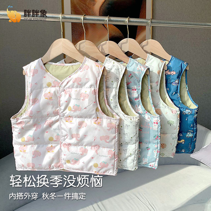 Otoño y invierno nuevos colores para niños y niñas chaleco de pluma para niños caliente para hombros para niños y niños
