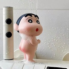 25cm洗澡蜡笔小新手办摆件桌面野原新之助模型搪胶公仔潮玩装饰品