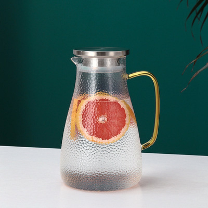 Hervidor de vidrio taza de jugo de gran capacidad martillo patrón hervidor frío tetera resistente a altas temperaturas borosilicato grueso punto de nieve hervidor frío