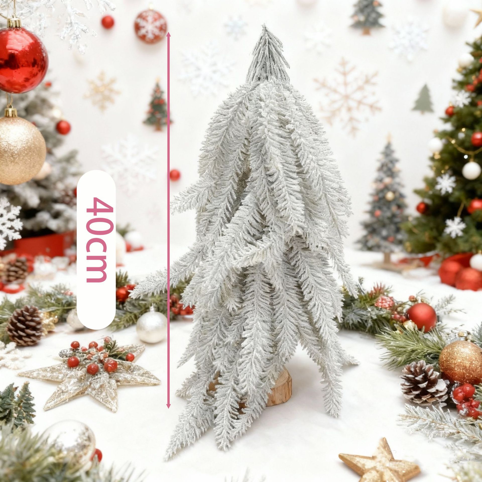 跨境新品 麻布、格子布仿真迷你圣诞树桌面摆件