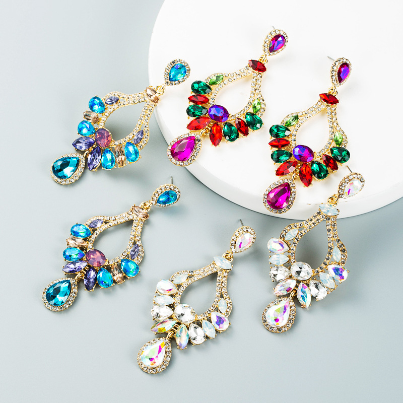 Alloy Ear Needle Material Rhinestones Inlay Material Earrings Classification Fashion Geometric Diamond Alloy Artificial Gemstones Earrings