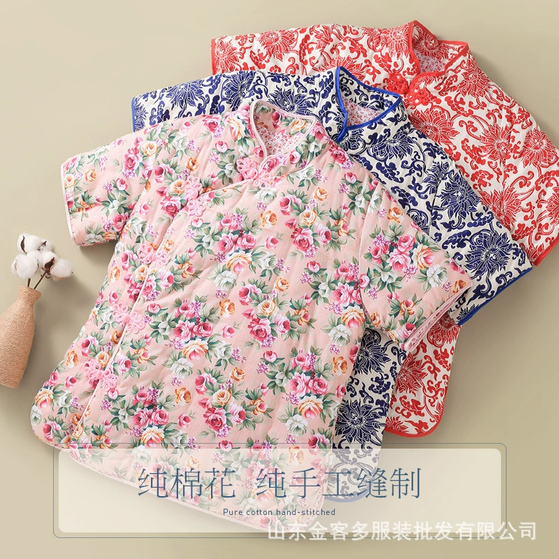 Зимняя Женская куртка ручной работы из чистого хлопка с короткими рукавами в этническом стиле, утолщенный приталенный теплый жилет с вертикальным воротником на пуговицах, с хлопковой подкладкой