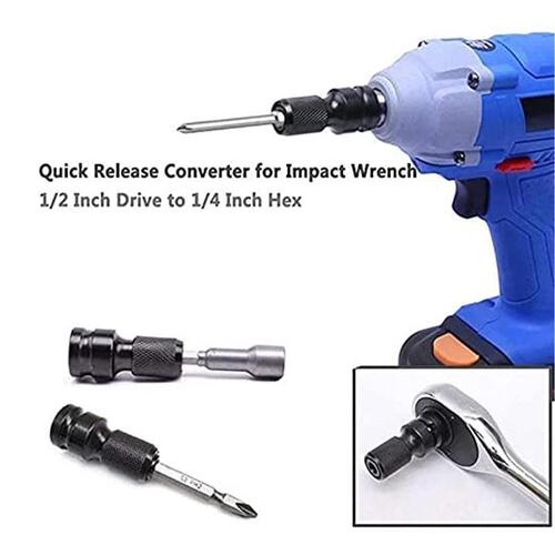Electric wrench conversion chuck telescopic hexagonal conversion head drill chuck adapter 1/2 to 1/4 air gun sleeve cartridge sleeve