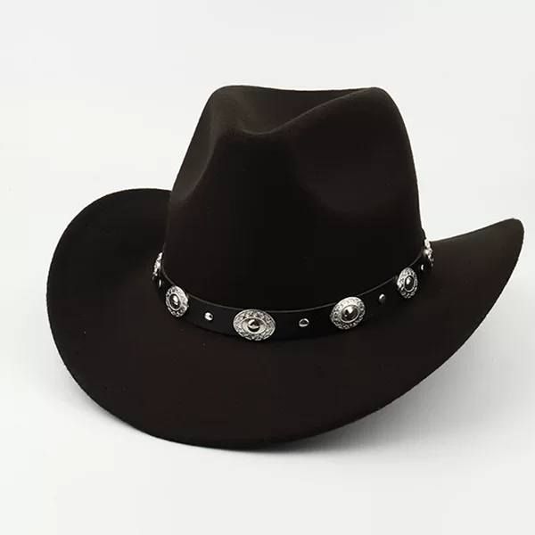 Ethnic Style Topper Hat Western Cowboy Hat Xizang Xizang Performance Hat Woolen Hat Central European and American Retro Woolen Hat