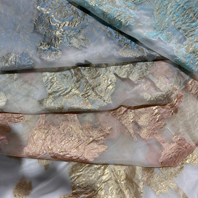 25 nuevo después de la tela de proceso de poliéster toda la tela jacquard vestido de moda de mujer