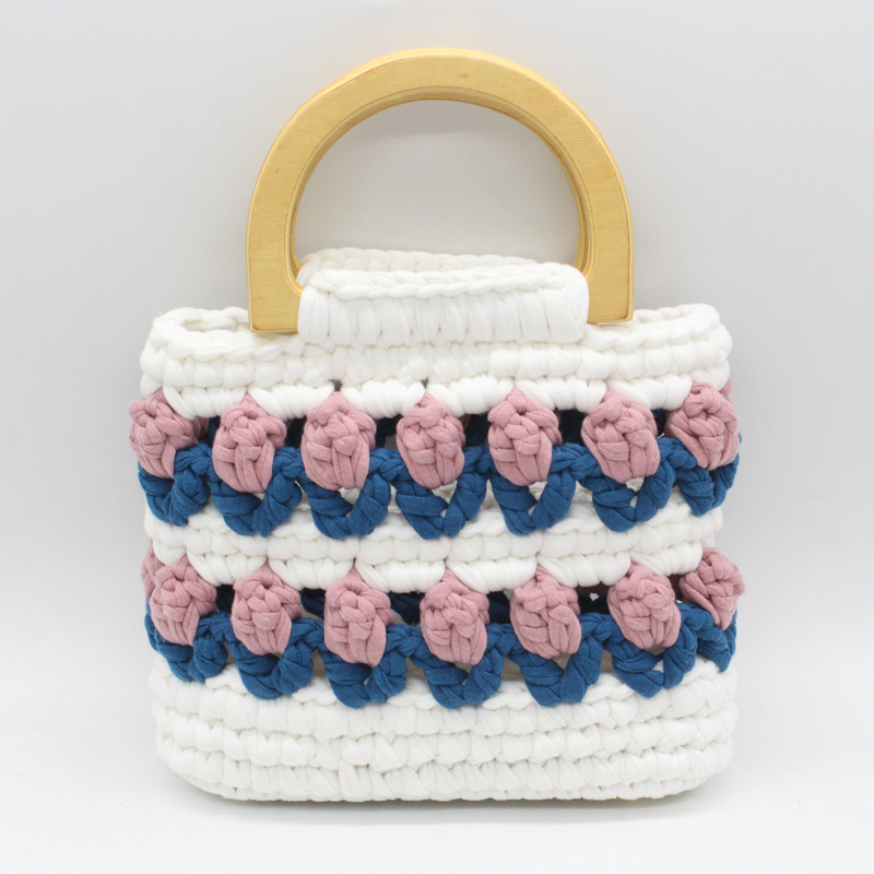 Línea de tela de bricolaje tejida a mano Bolso de tulipán Bolso de material Bolso para novias generosas y dulces