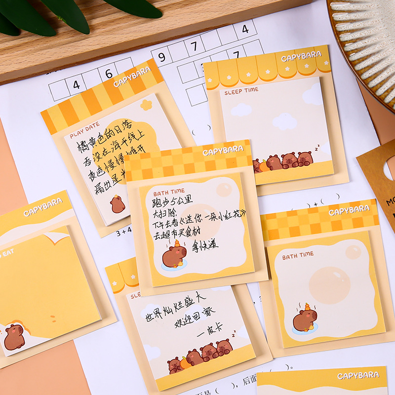 Capibala estudiantes adorables pegatinas de notas de alto valor facial pegatinas se pueden desgarrar con pegatinas adhesivas para uso de oficina