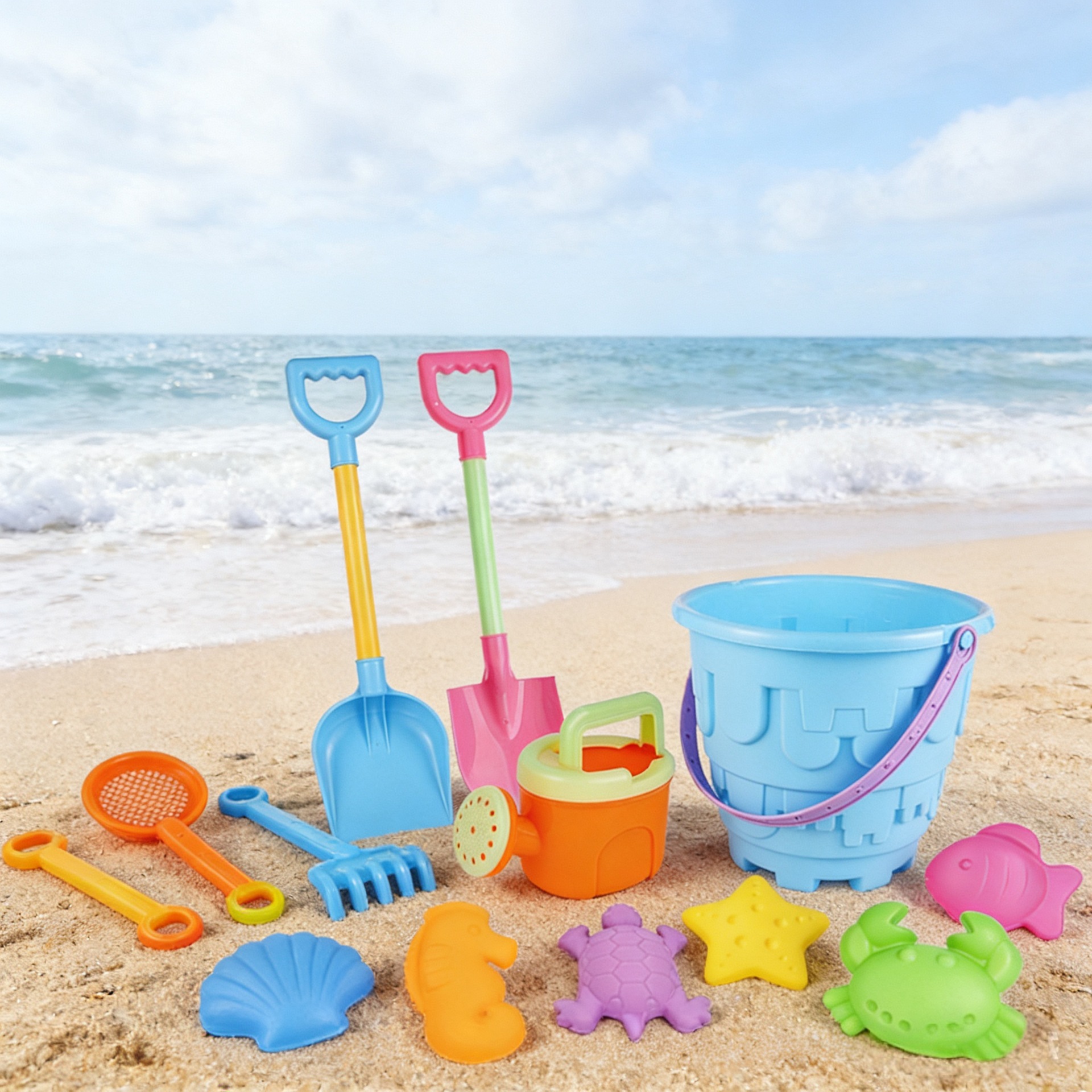 Juguetes de playa para niños grandes juegos de agua al aire libre bucket de arena herramientas de castillo pala embudo al por mayor