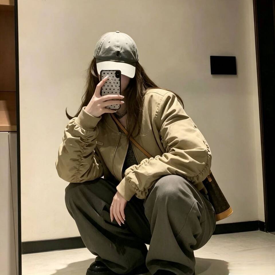 Áo khoác jacket nữ dáng ngắn form rộng vai đứng kiểu bóng chày, dài tay, khóa kéo — Màu kaki, hai lớp, có lót vải, Đen hai lớp có lót chi tiết 7