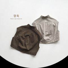 Korean style men and women children's workwear vest 2024 spring new children's leisure shoulder cape casual children's clothing wholesale 