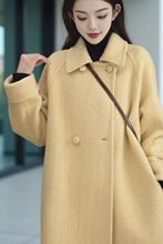 韩版中长款双面羊毛大衣小个子宽松大码秋冬女士毛呢气质外套