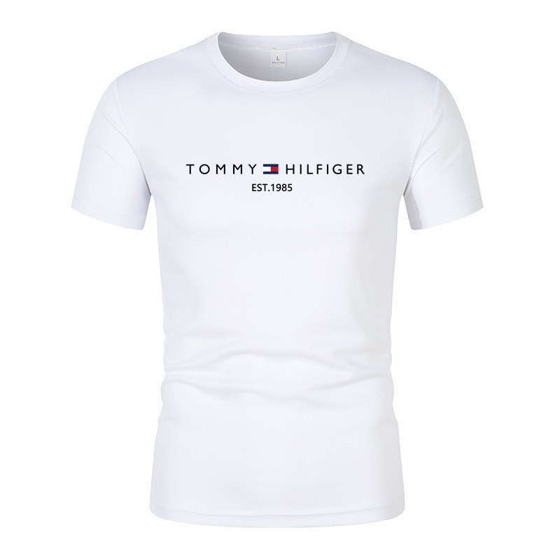 Tang m Men's Short-Sleeve T-Shirt for Young and Middle-Aged, Trendy Three-Color Flag Print, Crew Neck Half-Sleeve Base Shirt