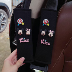 Linen Ice Silk Car Seat Shoulder Cover with Extension for Men and Women, Cute Kartoon Style Decorative Set for Interior