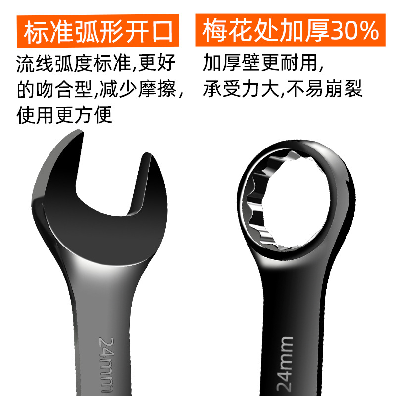 Comercio al por mayor negro electroforesis ciruela abierta llave de doble propósito Reparación de automóviles Reparación de doble propósito manual de doble cabeza abierta herramienta de llave sólida