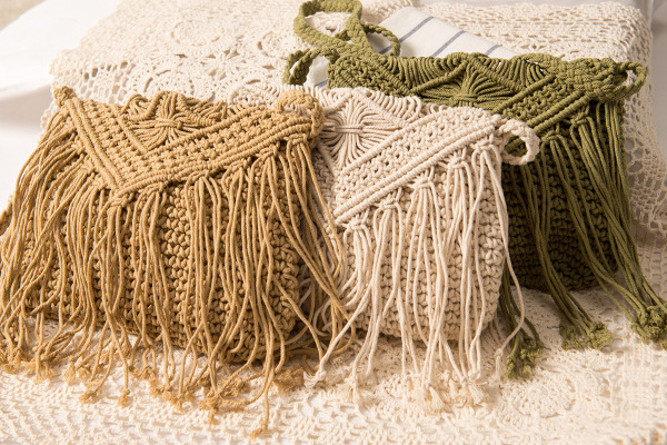352g Weight Polyester Cotton Lining Material Women's Medium Spring&summer Cotton Rope Vacation Straw Bag