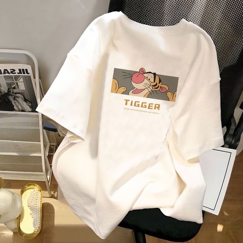 Short-sleeve T-shirt Couple Loose Elegant T-shirt Hong Kong Style Expressive Ice Silk Half-sleeve Women's Summer Short-sleeve T-shirt Men