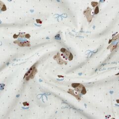 純綿二重ガーゼデジタルプリント生地韓国版蝶結び熊布地子供服成人家庭服