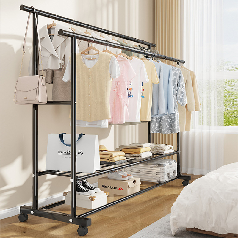 Simple Clothes Hanger Floor-Standing Bedroom Clothes Hanger Balcony Clothes Drying Rack Household Clothes Hanging Clothes Drying Rod Dormitory Clothes Drying Rack