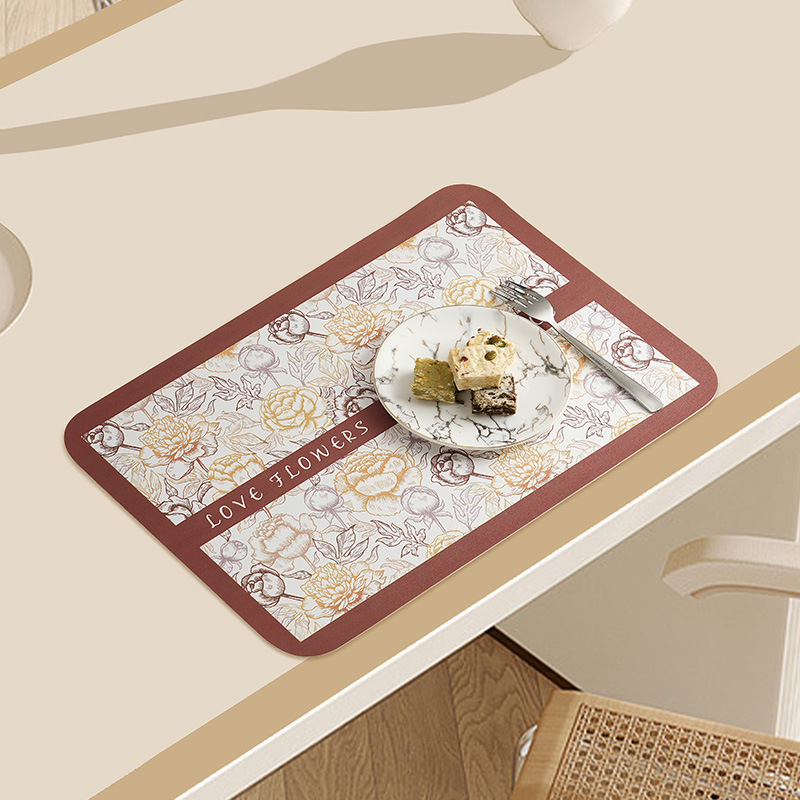 Nuevo mantel de cuero impermeable ligero de lujo anti-escaldado antideslizante mantel occidental retro resistente a las manchas aislamiento térmico tazón placa estera posavasos desechables