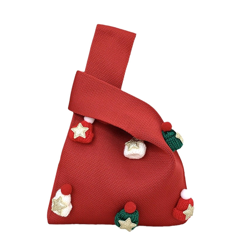 Bolso de mochila para mujeres versátil 2025 nuevo bolso de regalo de navidad sombrero tridimensional bolso de punto bolso de hombro