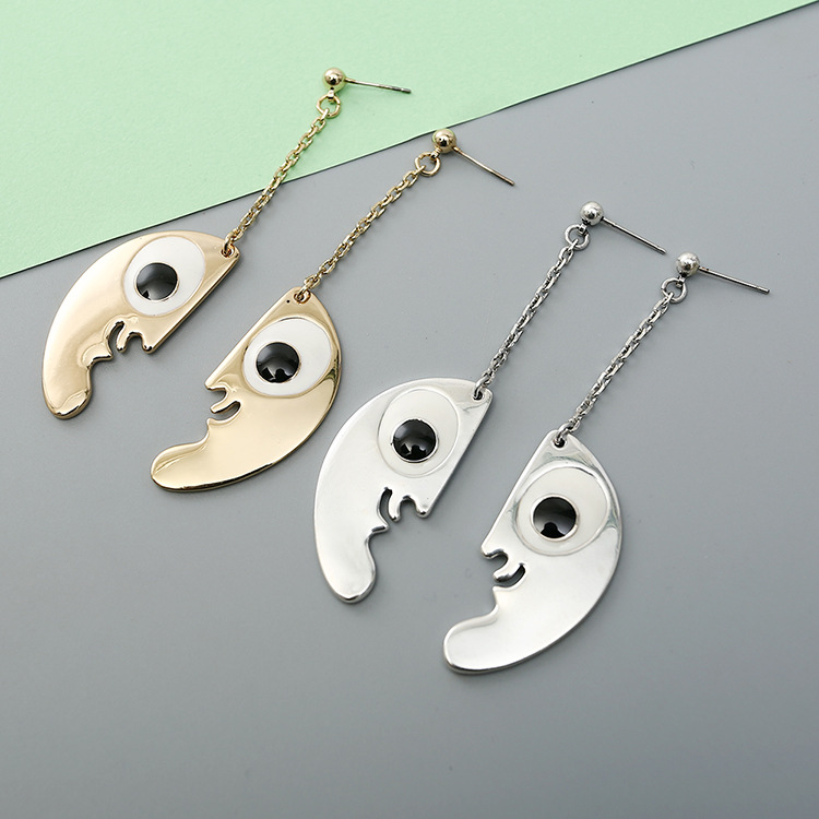 Fashion Big Eyes Side Face Alloy Earrings Wholesale display picture 2