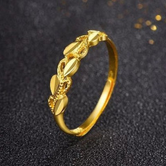 Cross-border new product Jinzhiyuye ring, Yansha gold copper-plated gold hollow heart ring accessory jewelry