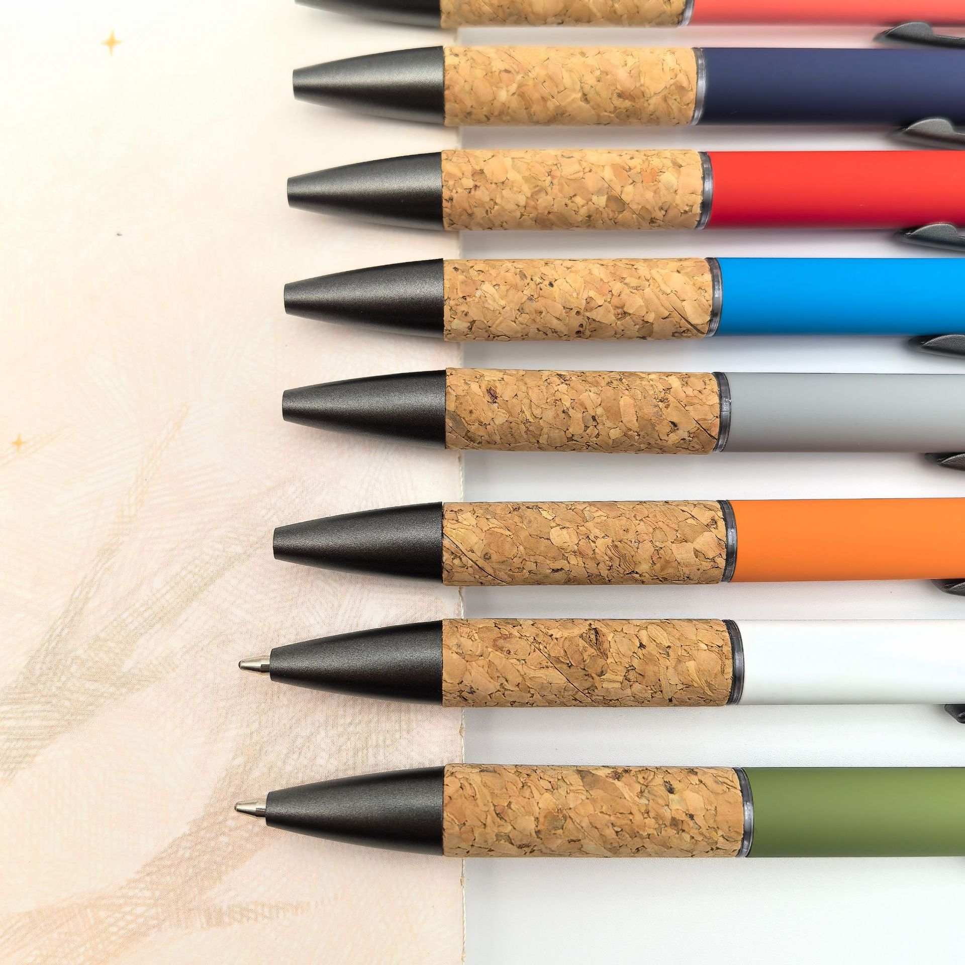 Bolígrafo de metal de color transfronterizo logotipo personalizado bolígrafo de publicidad de metal de corcho empuñado bolígrafo de regalo