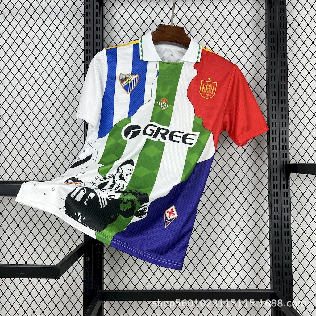 Real Betis x Málaga CF x Spain x ACF Fiorentina 2024/25 Joaquín Tribute Mashup Fan Version Jersey Multicolor