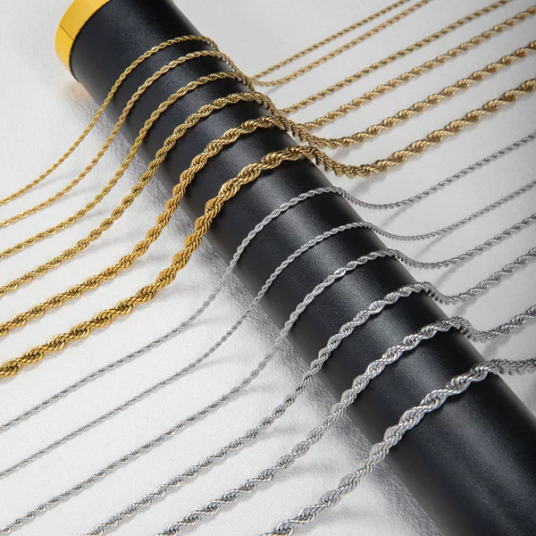 Cross-Border Stainless Steel Twist Chain, Multi-Size Twisted Rope Chain, Hip-Hop Versatile Titanium Steel Electroplated Plain Chain, Jewelry Accessory Chain