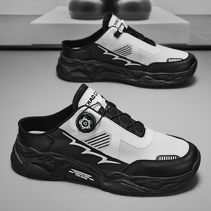 Calzado deportivo con hebilla giratoria verano nuevo estilo de malla para hombre transpirable zapatos casuales para hombre zapatos casuales de un pie