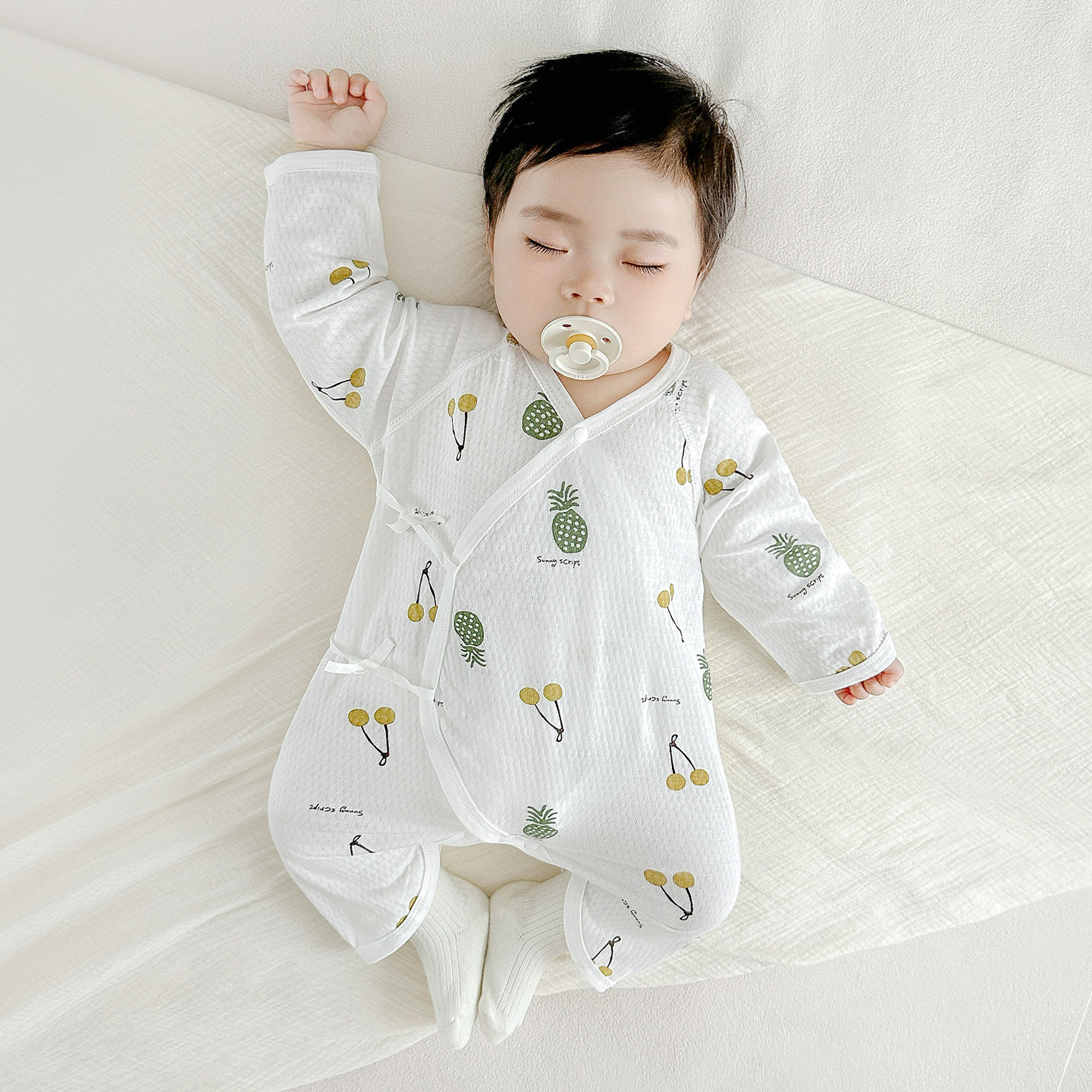 Ropa de bebé recién nacido en verano 0 algodón puro de marzo vestido de verano delgado de manga larga vestido de mariposa para niños pequeños mono de bebé image 10
