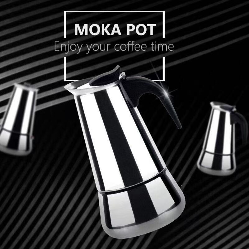 Cross-border stainless steel coffee pot, Moka European-style espresso French coffee pot, in-stock wholesale Cross-border stainless steel coffee pot, Moka European-style espresso French coffee pot, in-stock wholesale