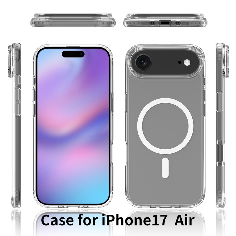 跨境适用苹果17AIR磁吸手机耐黄防刮花透明防摔iPhone17Pro保护套|undefined