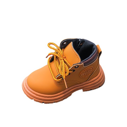 A drop-shipping children's Martin boots  autumn and winter new style girls versatile little yellow boots boys retro British style