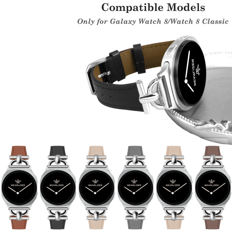 Suitable for Samsung Smart Watch Galaxy Watch8 Real Leather D-Shaped Accessories Small Waist Women's Watch Strap