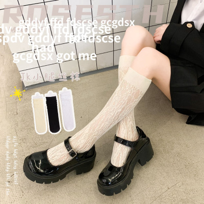 JK小腿襪女森系洛麗塔可愛及膝半截襪夏季薄款日系可愛純色長襪潮