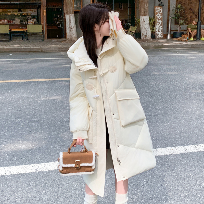 Invierno de corno de buey grueso largo plumón de algodón mujer sobre la rodilla super grueso coreano suelto chaqueta de algodón image 7