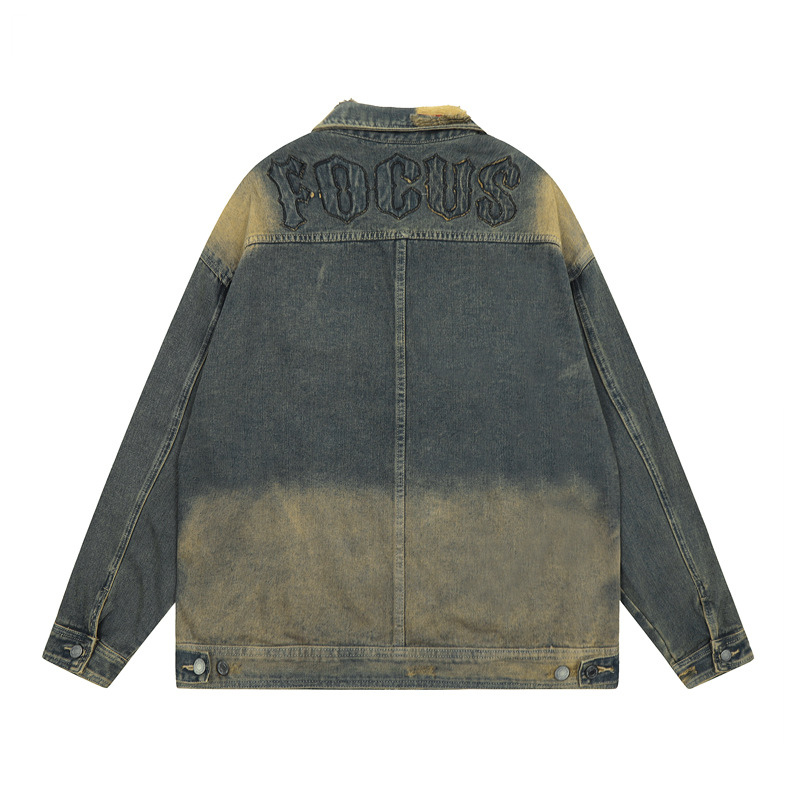 Herrenbekleidung Retro Distressed Design High Sense Denim Herren Ins Fashion Brand Casual Jacke_voghion.com