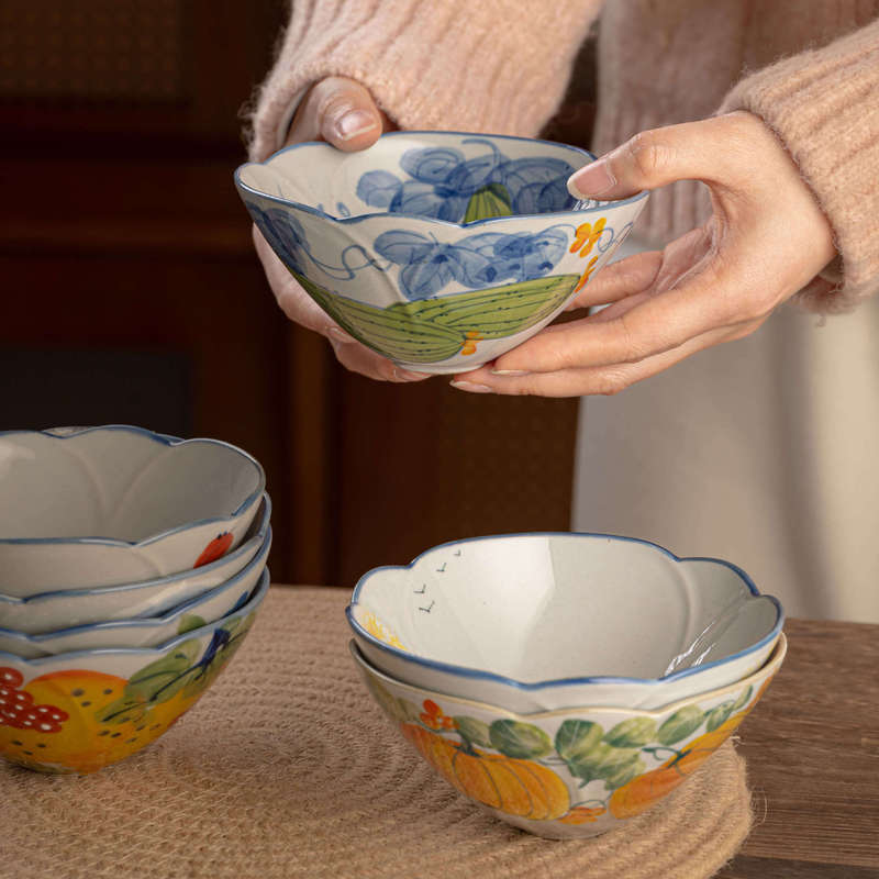 Jingdezhen Ceramic Conical Bowl, Old Pottery Clay, Antique-Style Creative Rice Bowl, Salad Bowl, Underglaze Color 5inch Clover Bowl Jingdezhen Ceramic Conical Bowl, Old Pottery Clay, Antique-Style Creative Rice Bowl, Salad Bowl, Underglaze Color 5inch Clover Bowl