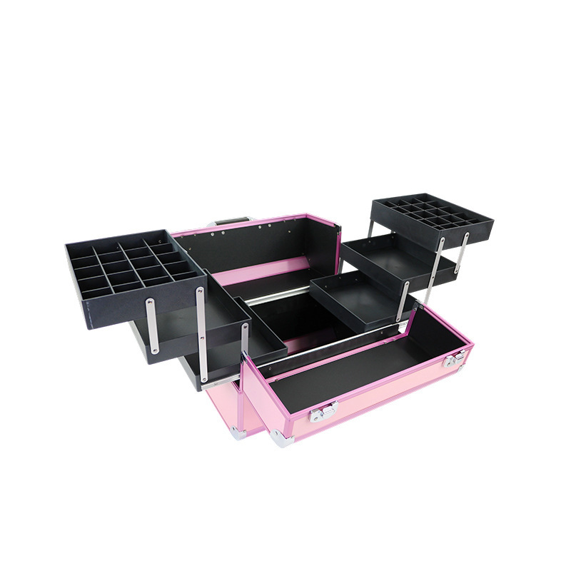 Caja de Herramientas de Manicura Multicapa de Aleación de Aluminio Desmontable para Maquillaje y Manicura image 3