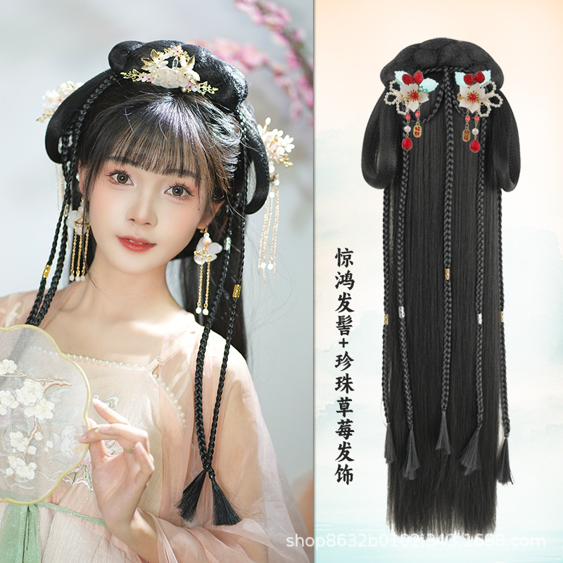 징홍빵 + 진주딸기 헤어 액세서리 한 쌍