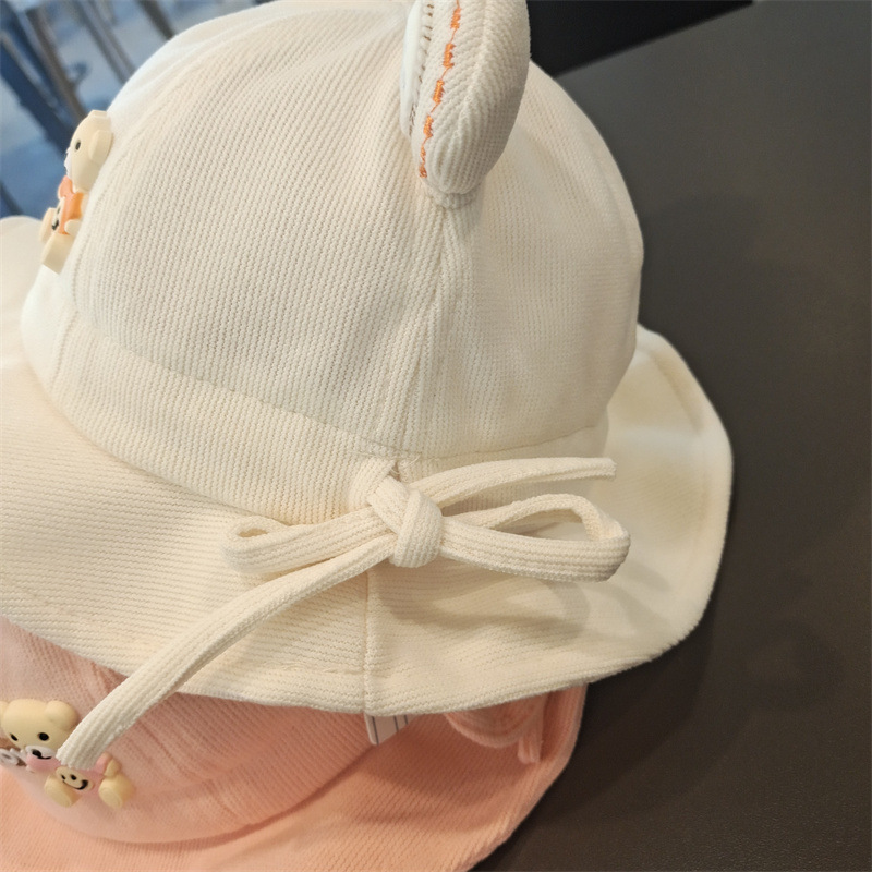 Sombreros de bebé primavera y otoño bebé bebé niño oso de dibujos animados pescador gorro de orejas lindas gorras de algodón