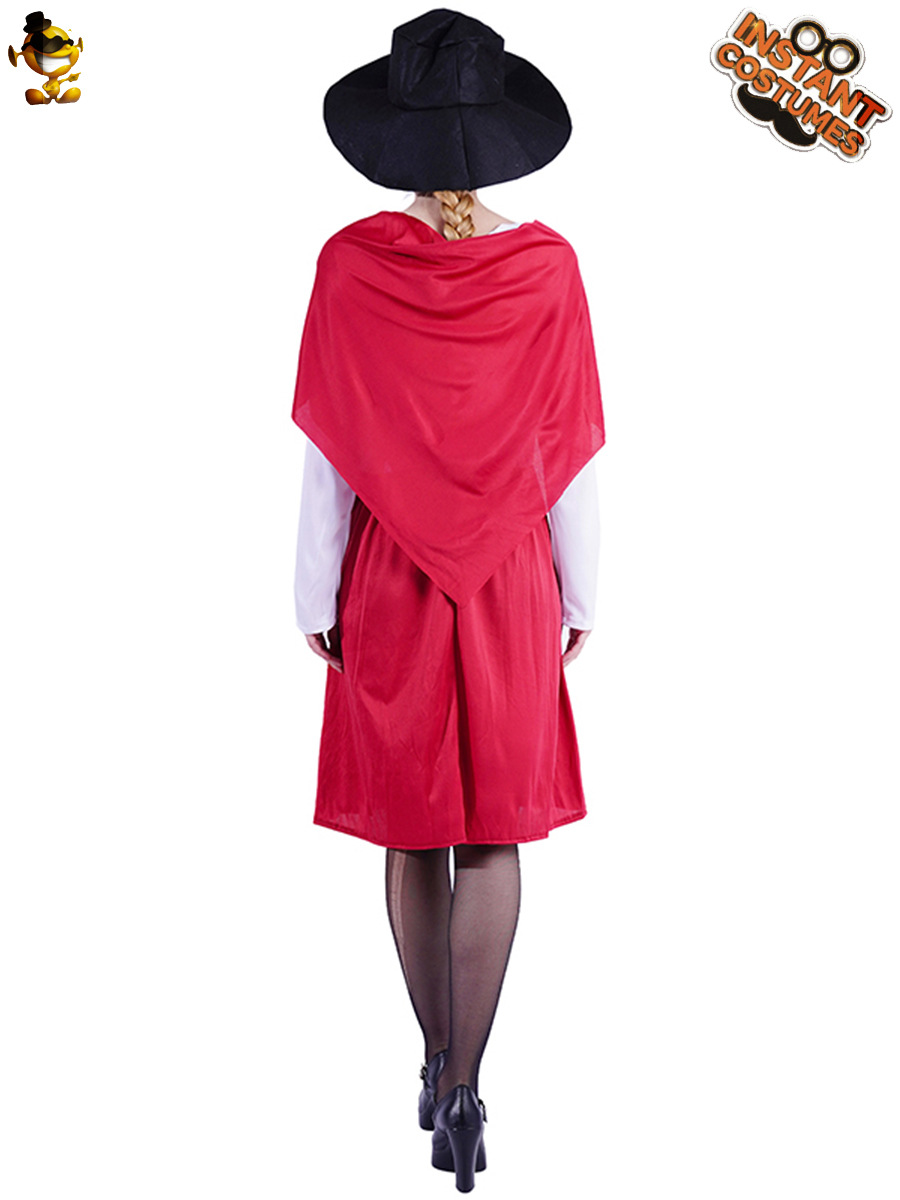 Halloween Cosplay traje galés señora rojo blanco idílico criada vestido largo