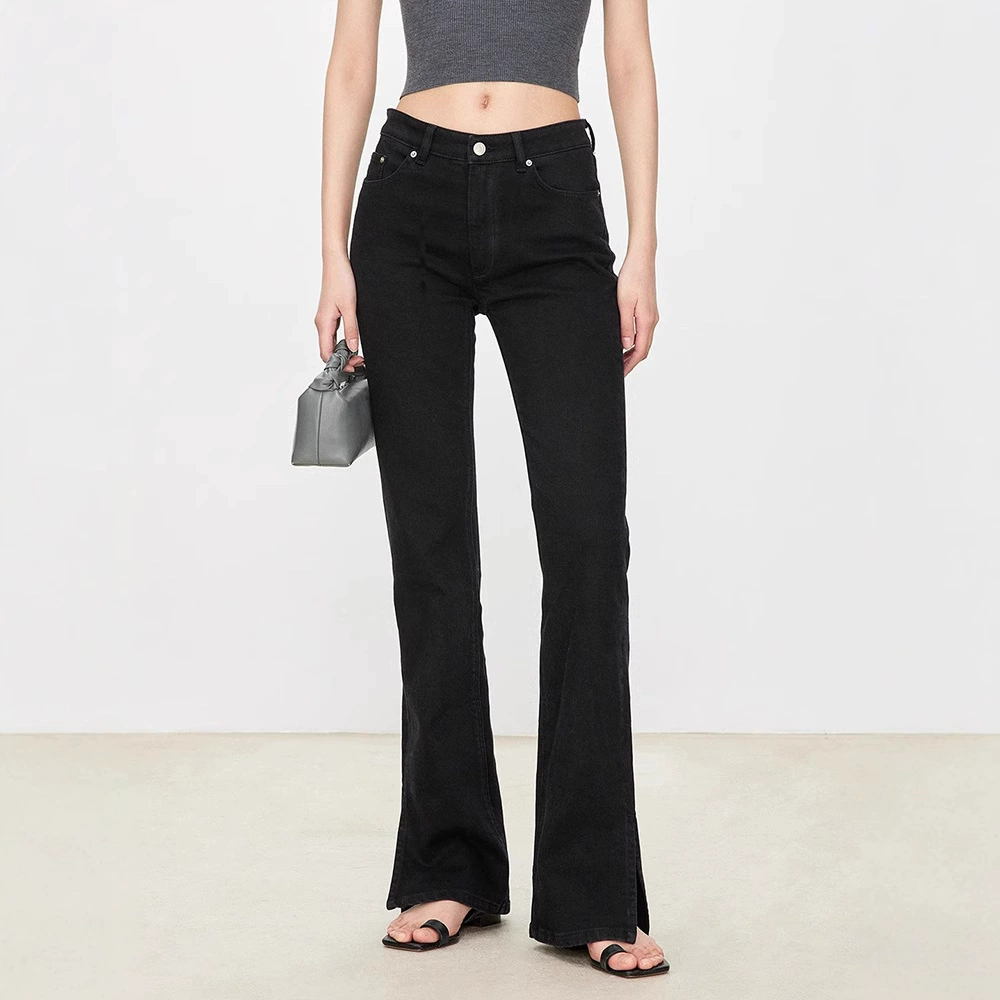 TH~ ROW Итальянские микроэластичные джинсовые брюки с микро-расклешенными штанинами, классические узкие брюки с боковыми разрезами, утягивающие высокие джинсы для женщин