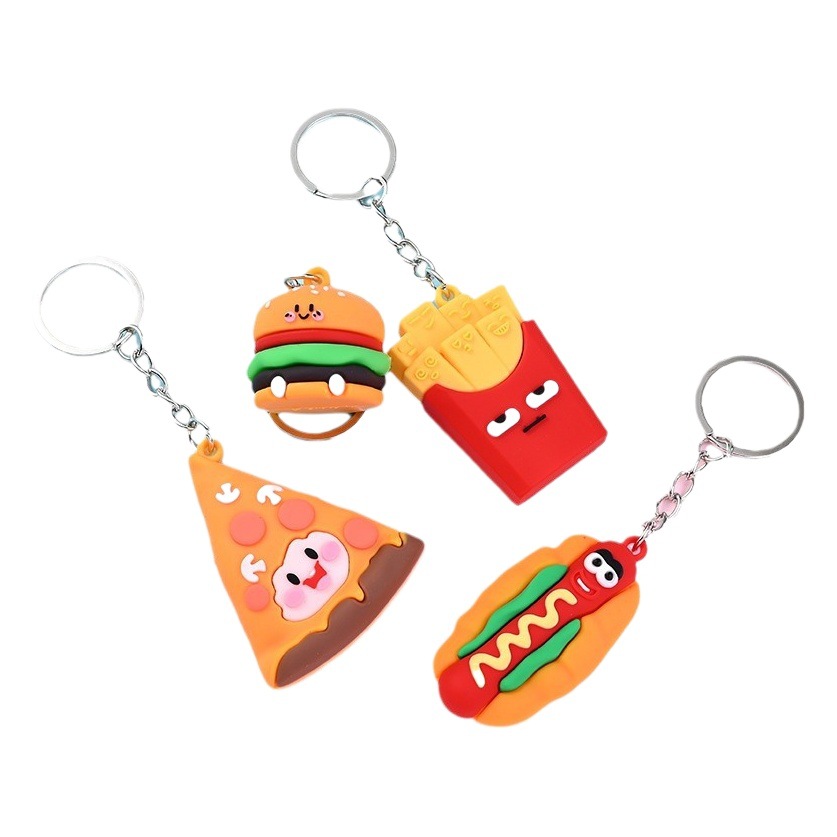 Simulation hamburger keychain simulation food pendant hot dog key chain pizza key chain French fries small gift gift