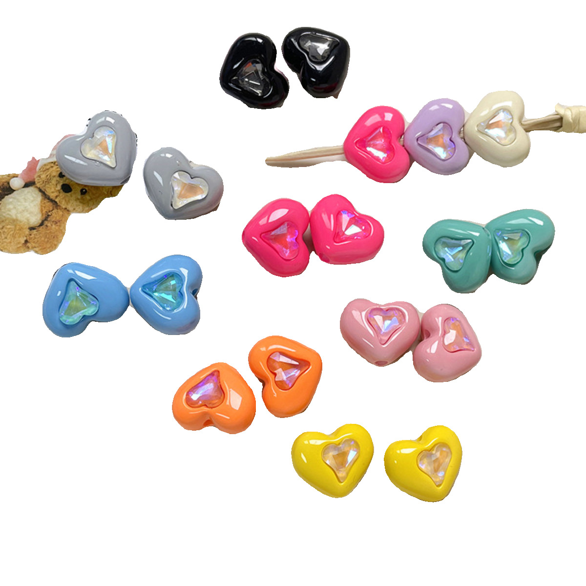 Brand acrylic beads with zircon