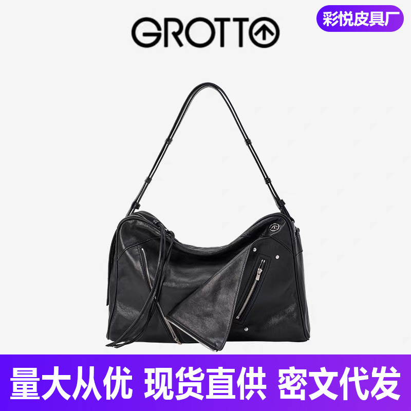 GROTTO个乐25年新款SoftCollar保龄球包羊皮单肩斜挎大号差旅包|undefined