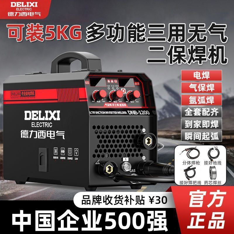 德力西电焊机无气二保焊家用双电压工地便携全套四用多功能二保焊