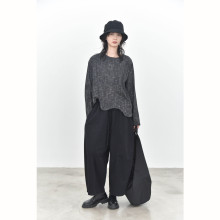 【三与二出】不规则波浪下摆设计25秋季新品宽松套头扎染t恤37091